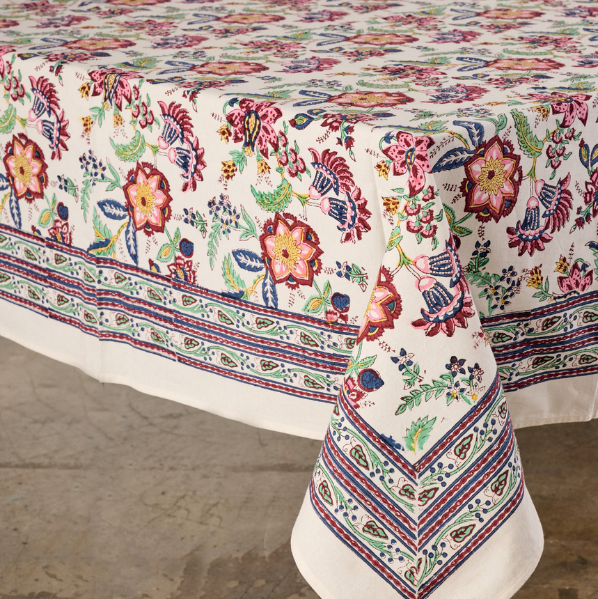 Tablecloth, Blockprinted Cotton "Zaina"