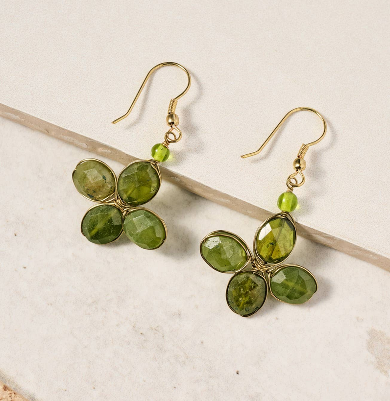 Vessonite Stone Beads "Mahi" Earrings