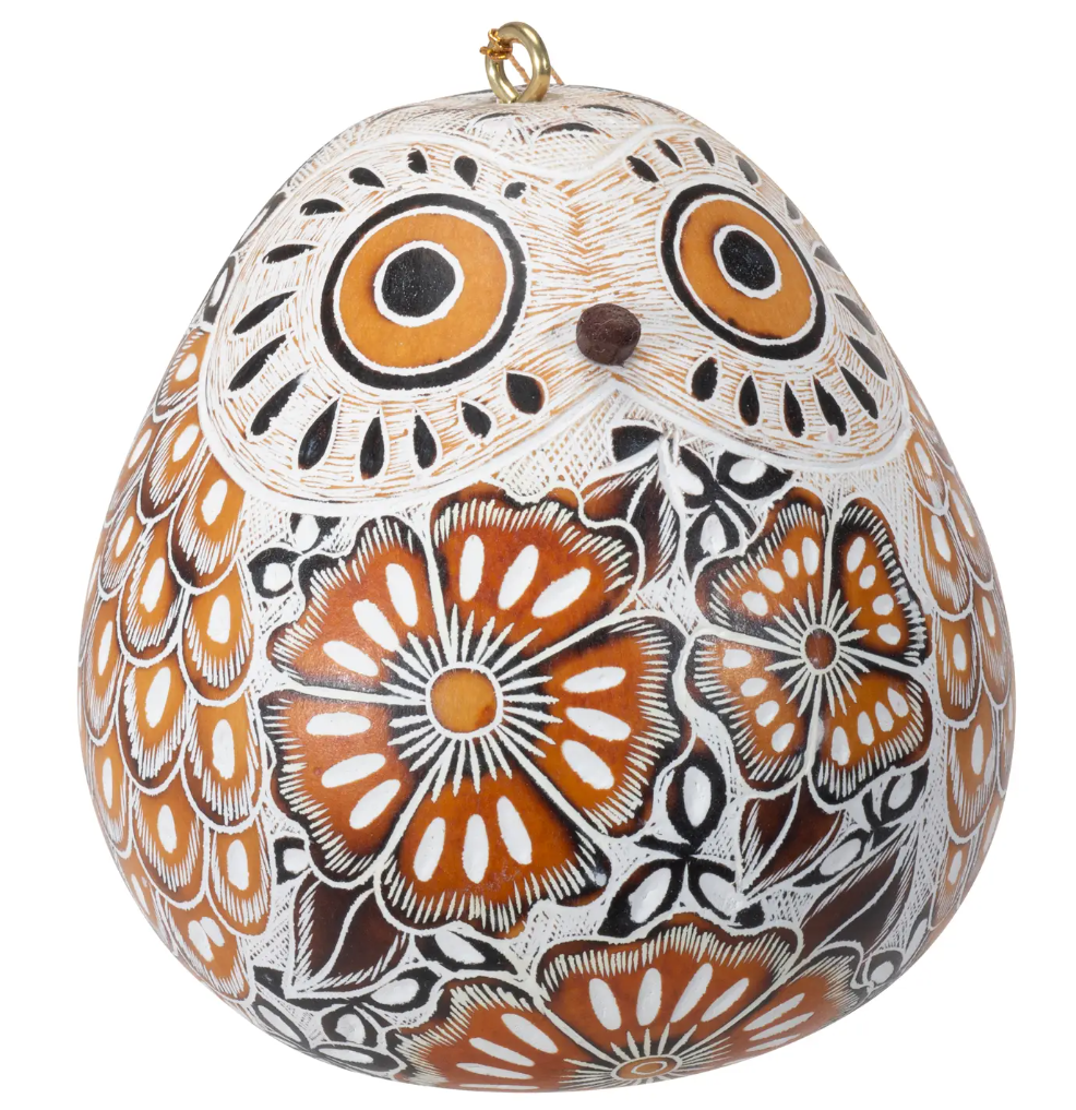 Snowy Owl Gourd Ornament