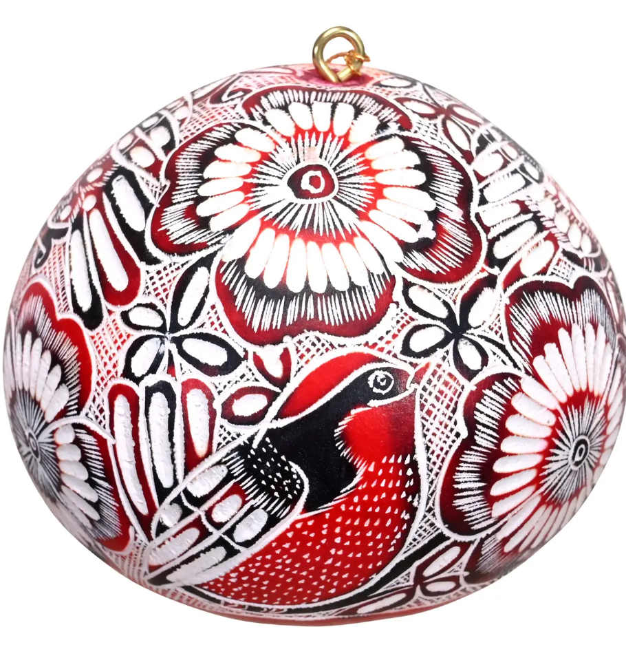 "Lace Birds" Gourd Ornament^