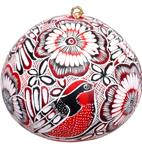"Lace Birds" Gourd Ornament^