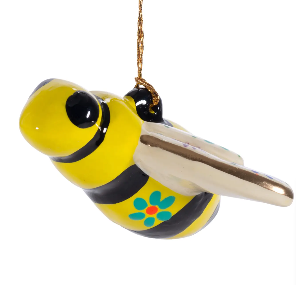 Ceramic "Confetti" Bee Ornament