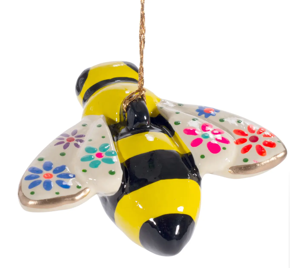 Ceramic "Confetti" Bee Ornament