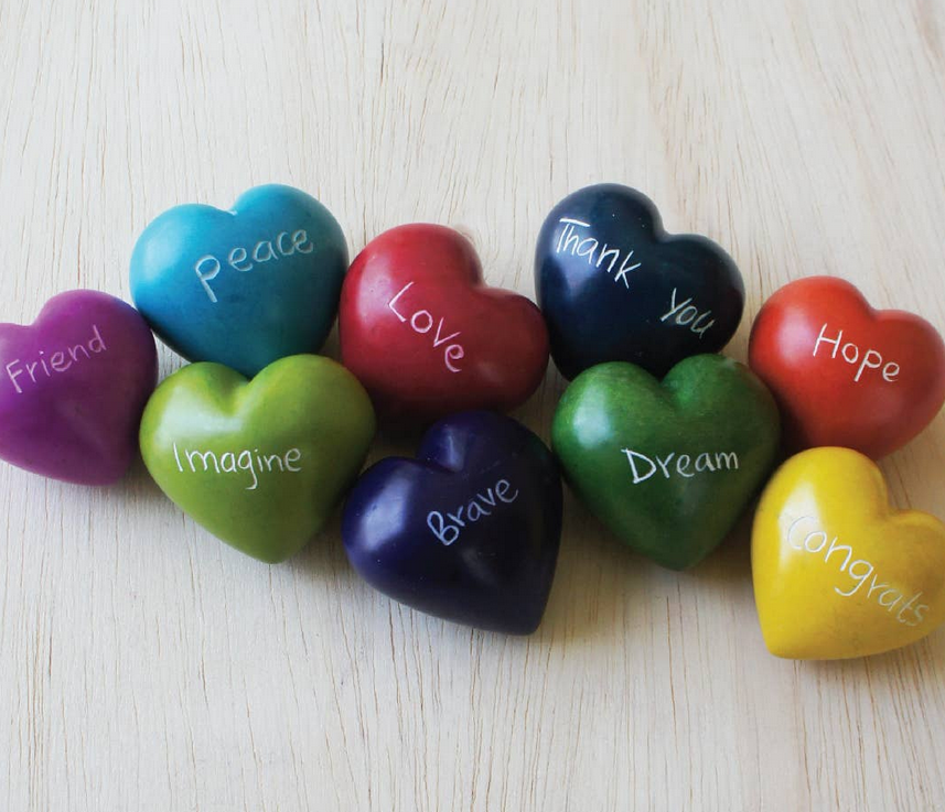 "Brave" Carved Stone Heart