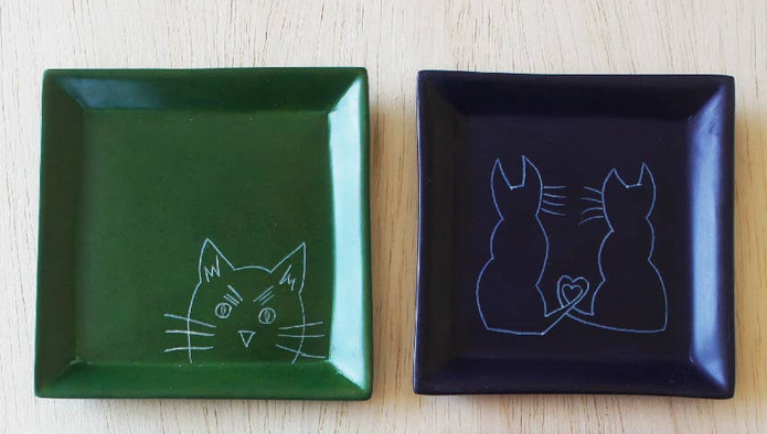 Cat Carved Stone Dish, Assorted Designs