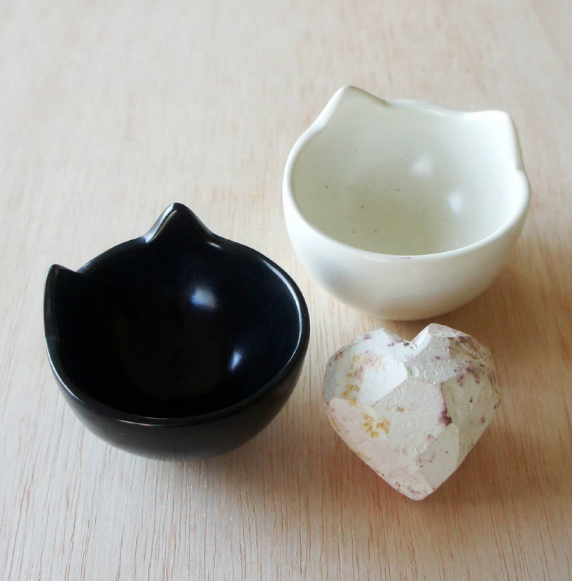 Carved Stone Cat Head Bowl
