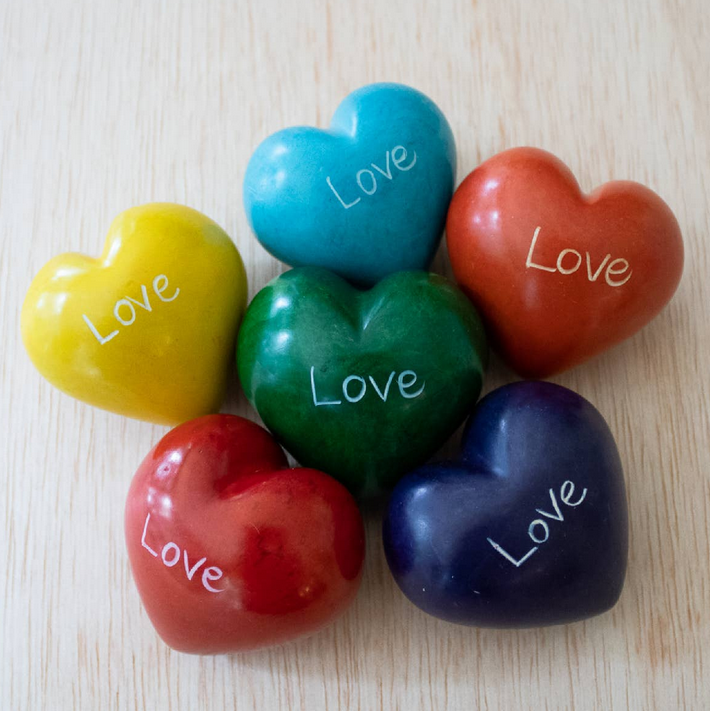 "Love" Carved Stone Heart