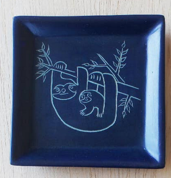 Sloth Carved Stone Dish