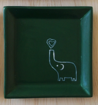 Elephant Carved Stone Dish