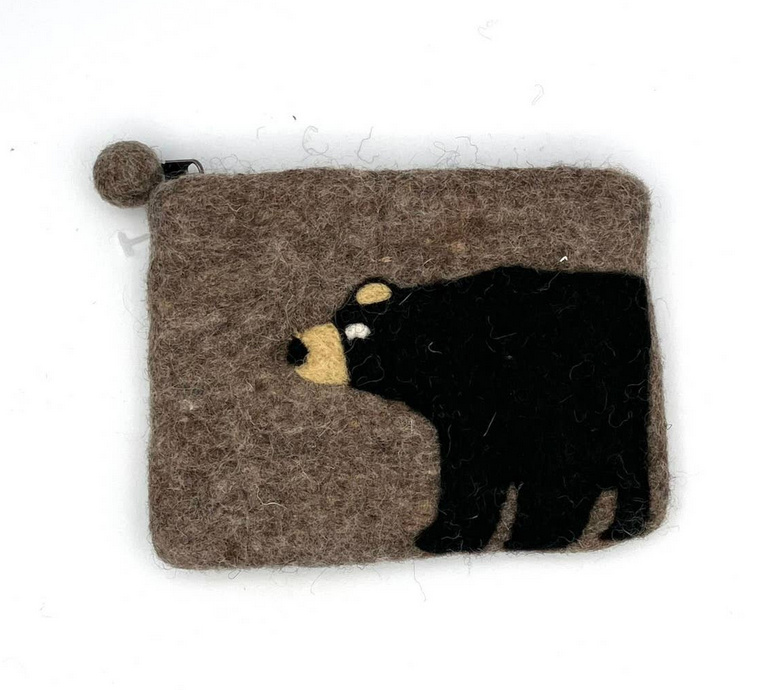 Black Bear Felt Coin Purse