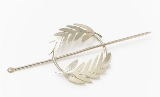Hair Slide with Stick, "Kavya Silver Fern"