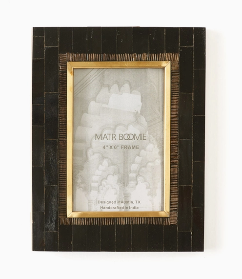 Frame, 4X6 Carved Horn Brass Inlay "Andhera"