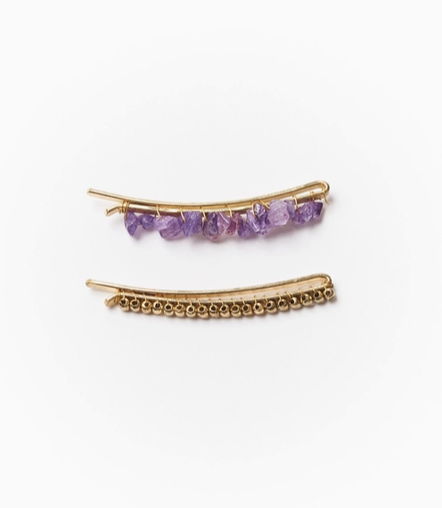 Hair Pins, Brass Beads and Semi-Precious Stone "Indali"