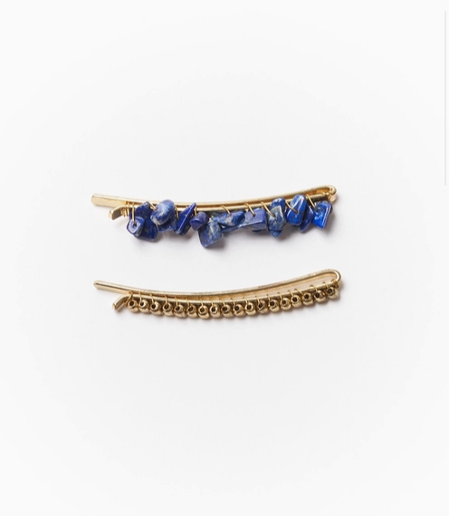Hair Pins, Brass Beads and Semi-Precious Stone "Indali"