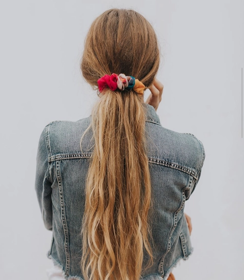 Scrunchies set of 2, upcycled sari, assorted