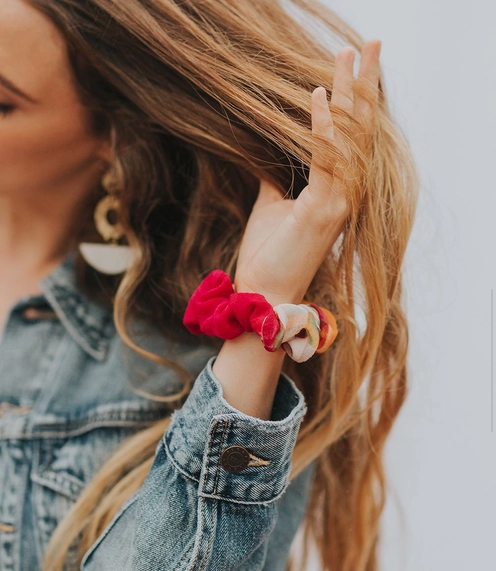 Scrunchies set of 2, upcycled sari, assorted