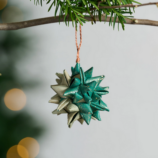 Ornament, Green Folded Palm Leaf "Supernova"