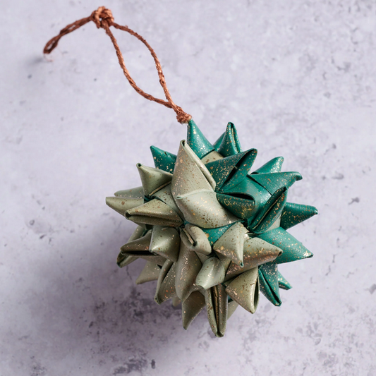Ornament, Green Folded Palm Leaf "Supernova"