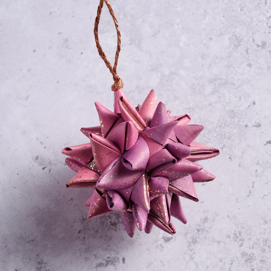 Ornament, Pink Folded Palm Leaf "Supernova"