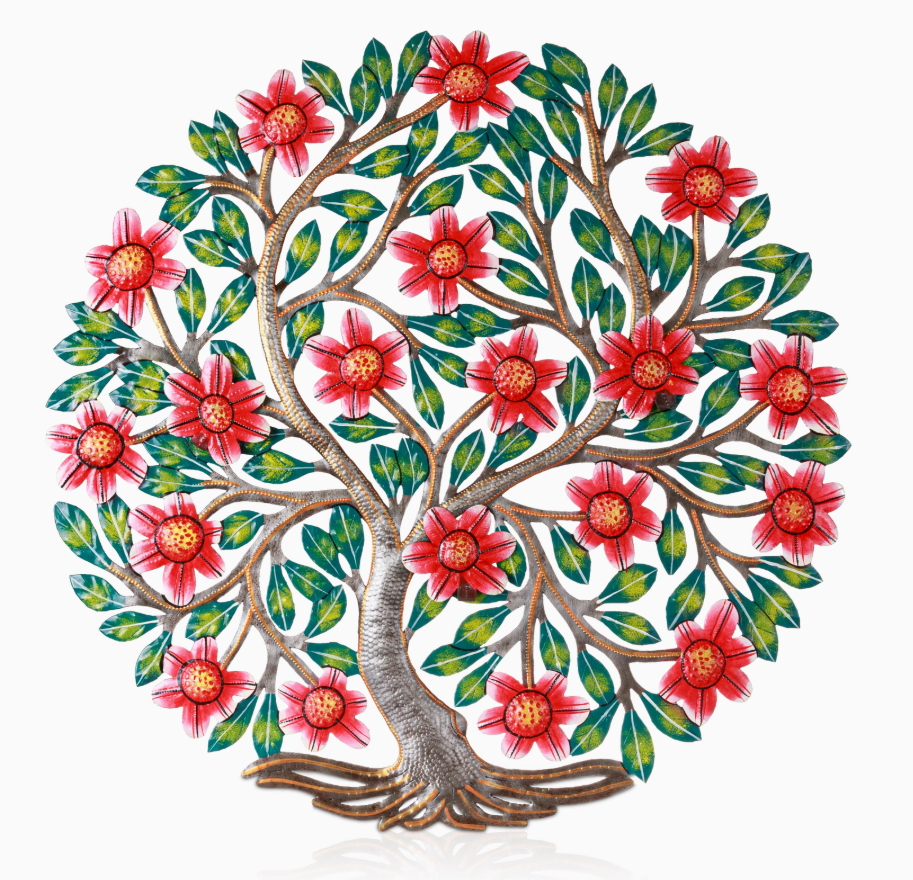"Flowering Tree" Recycled Oil Drum Wall Art