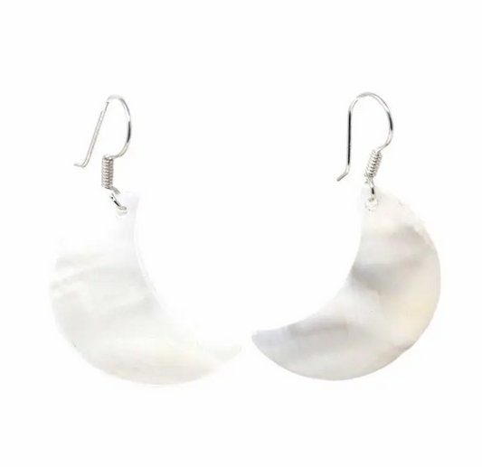 Mother of Pearl Crescent Moon Earrings