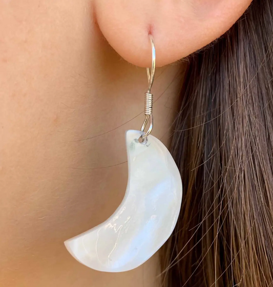 Mother of Pearl Crescent Moon Earrings