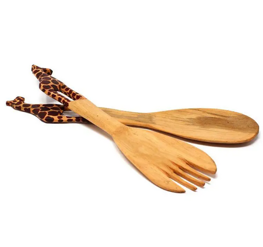 Giraffe Wood Serving Set