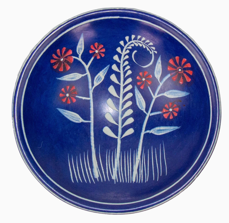 "Blue with Red Flowers" Soapstone Dish