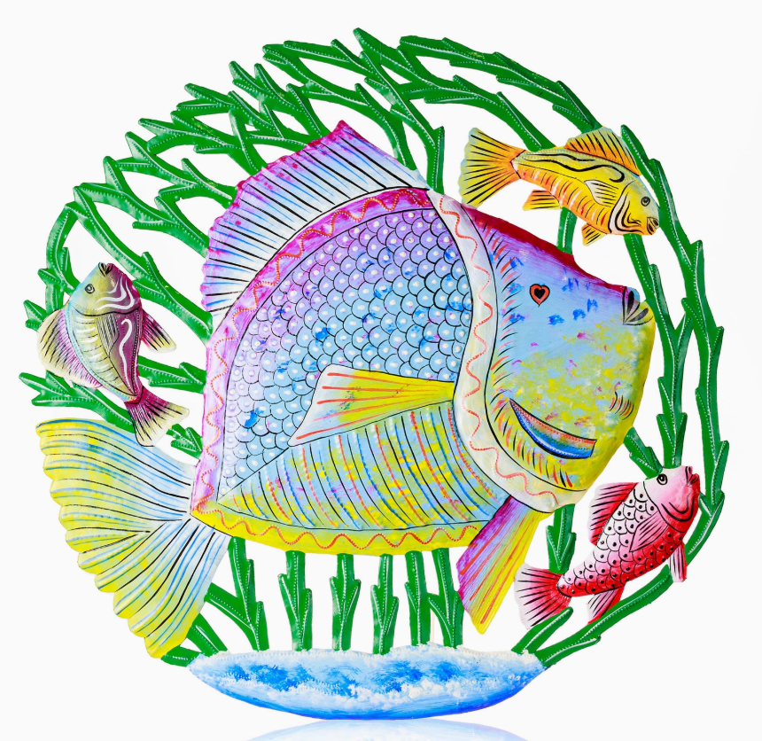 Tropical Fish Recycled Oil Drum Wall Art