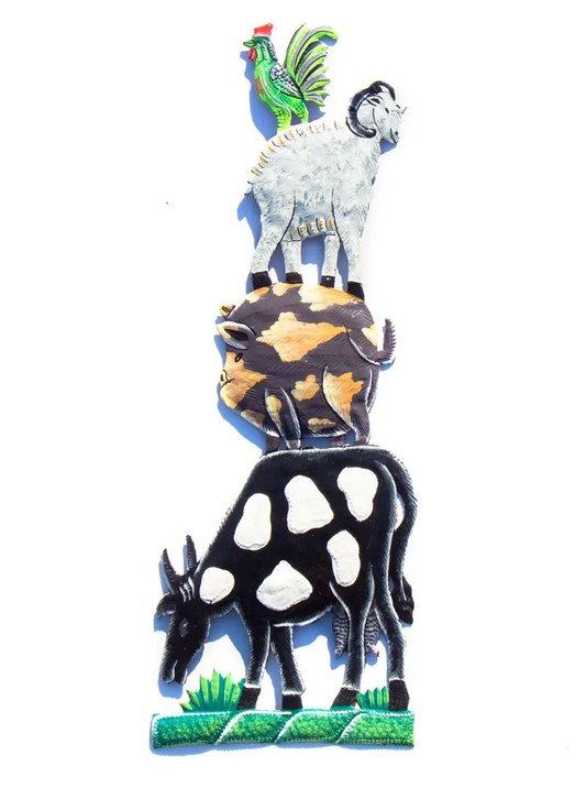 Stacked Animal Recycled Oil Drum Wall Art