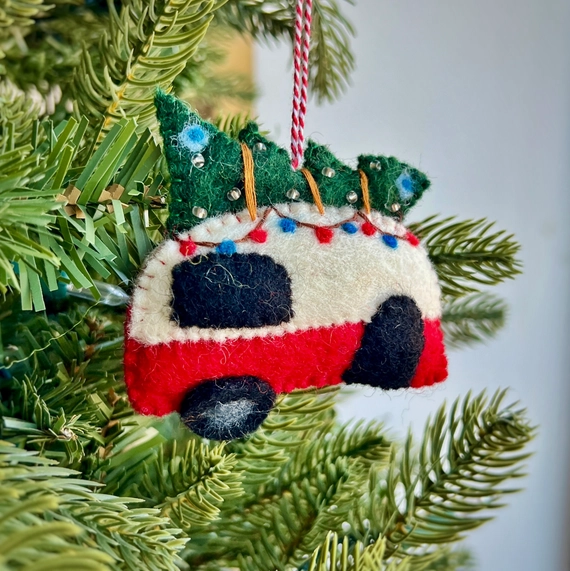 Camper Felt Wool Christmas Ornament