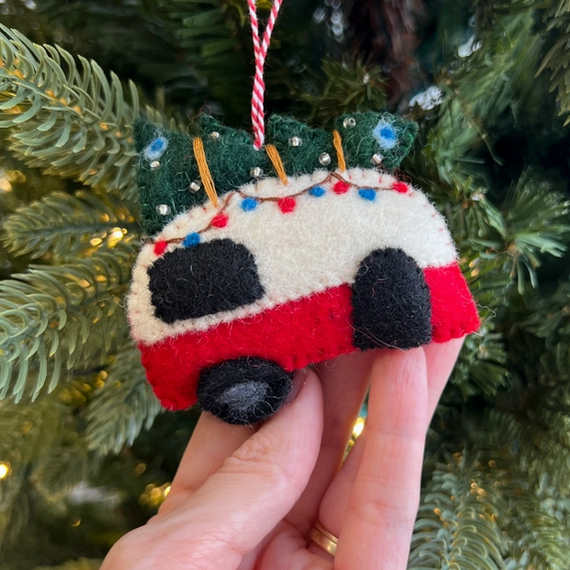 Camper Felt Wool Christmas Ornament
