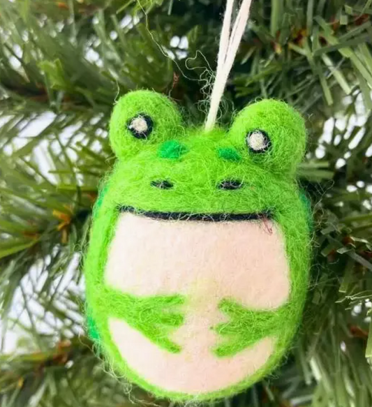 Felted Frog Ornament
