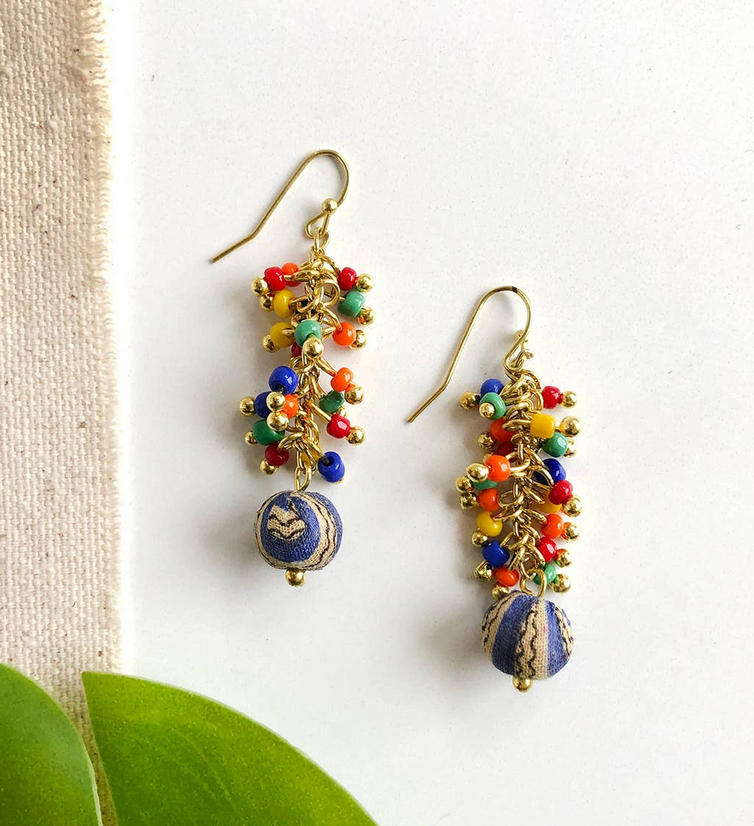 Confetti Kantha Cluster Earrings