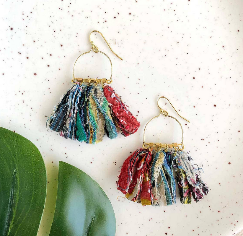 Fringed Kantha Earrings
