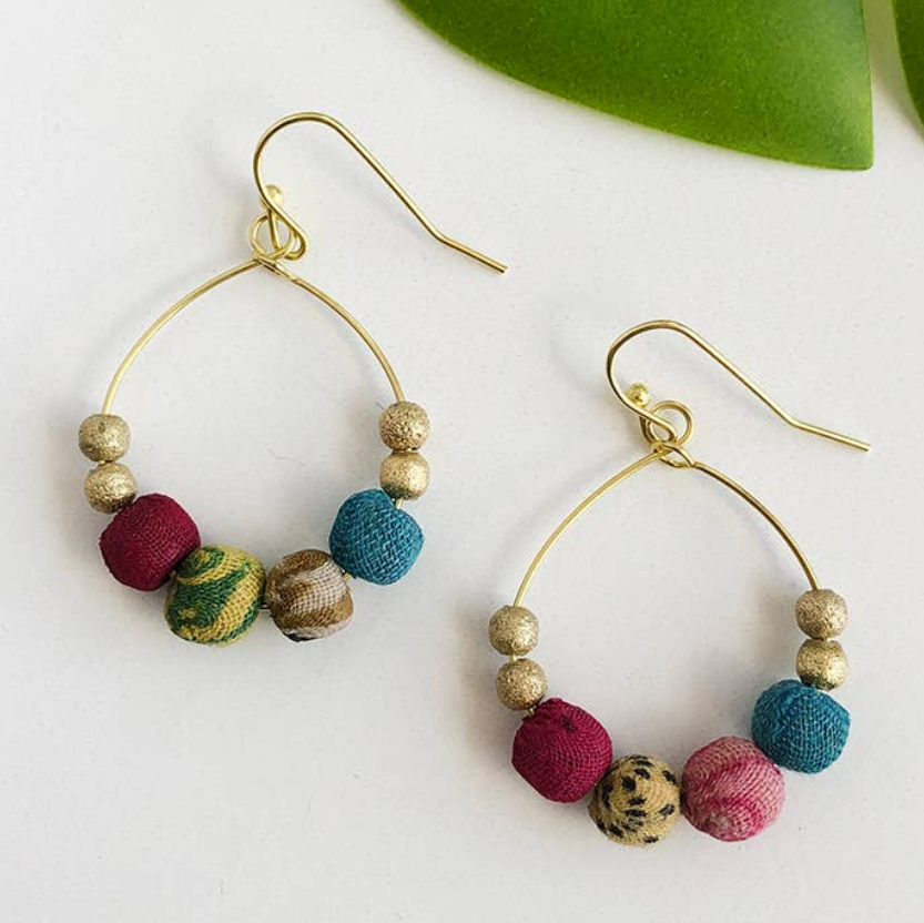 Petite Gilded Kantha Earrings