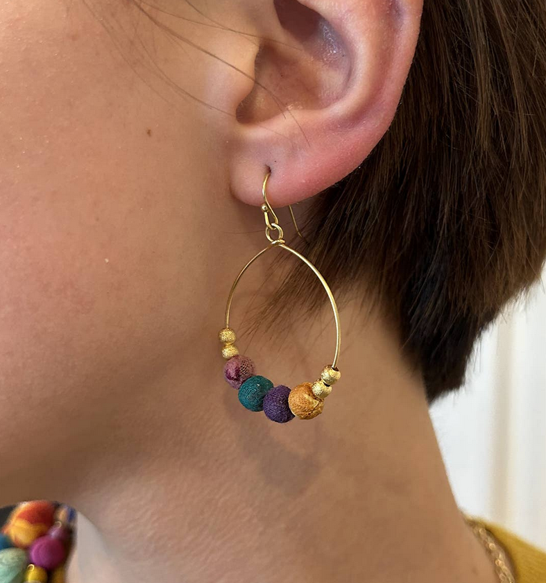 Petite Gilded Kantha Earrings