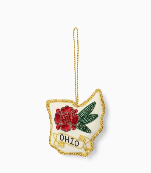 Ohio State Carnation Beaded Ornament