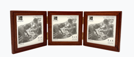 Mahogany Wood Hinged Trio Frame