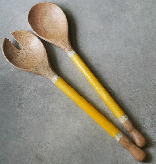 Capiz and Durian Wood Server Set