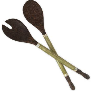 Capiz and Palm Wood Server Set, Olive