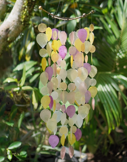 Capiz Chime, Leaf, Assorted Colors