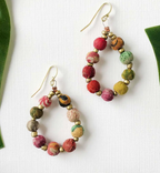 Earring, Kantha Teardrop Assorted