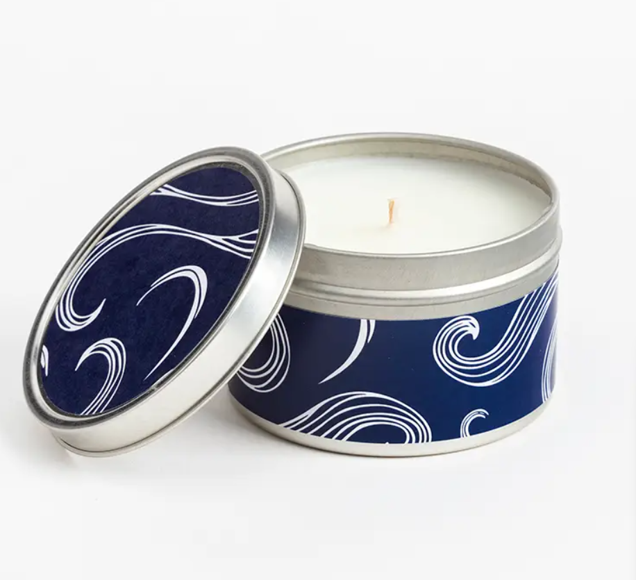Travel Tin Candle, 6 oz, Blue and White Collection