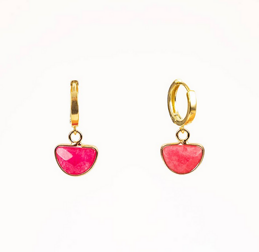 Earrings, Faceted Stone Huggies