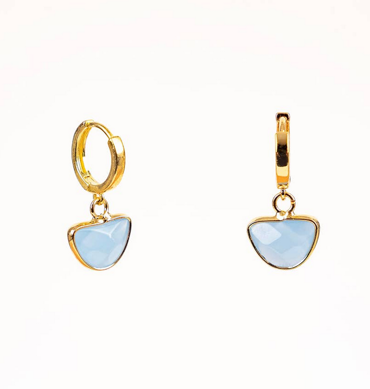 Earrings, Faceted Stone Huggies