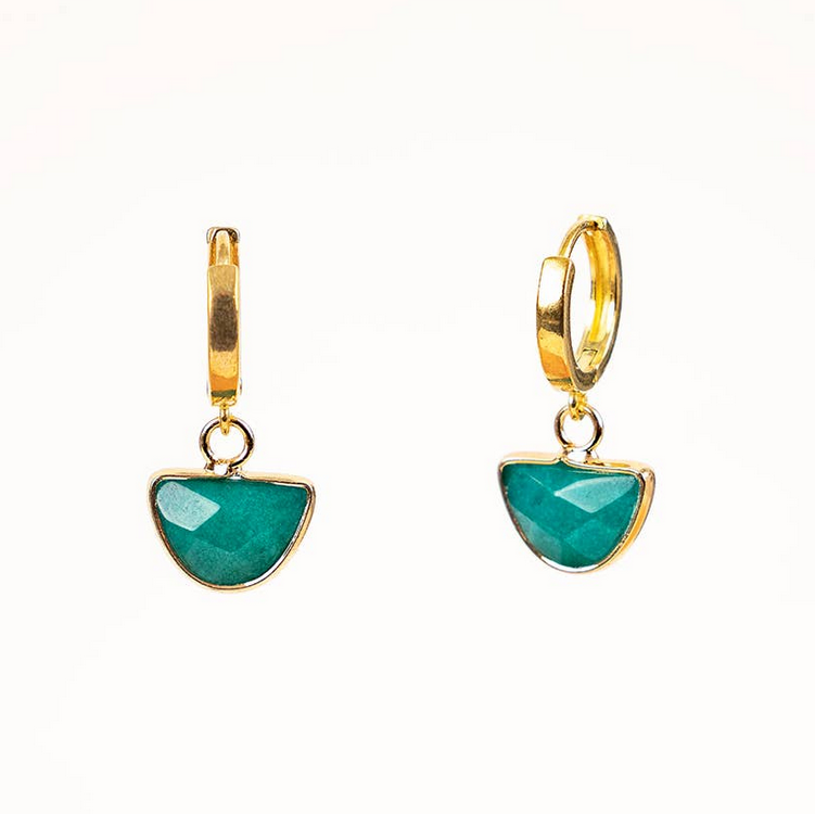 Earrings, Faceted Stone Huggies