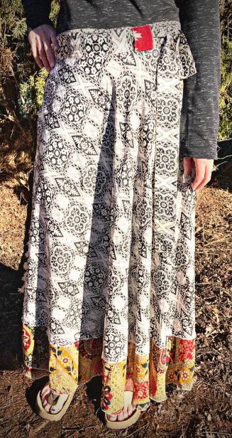 Skirt, Reversible Silk Sari, Long^