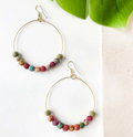 Earrings, "Kantha Beaded Hoops"