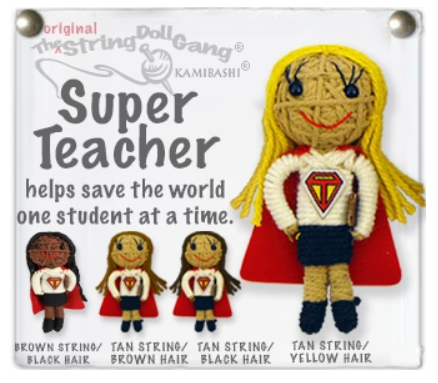 Keychain String Doll, "Super Teacher (Girl)"